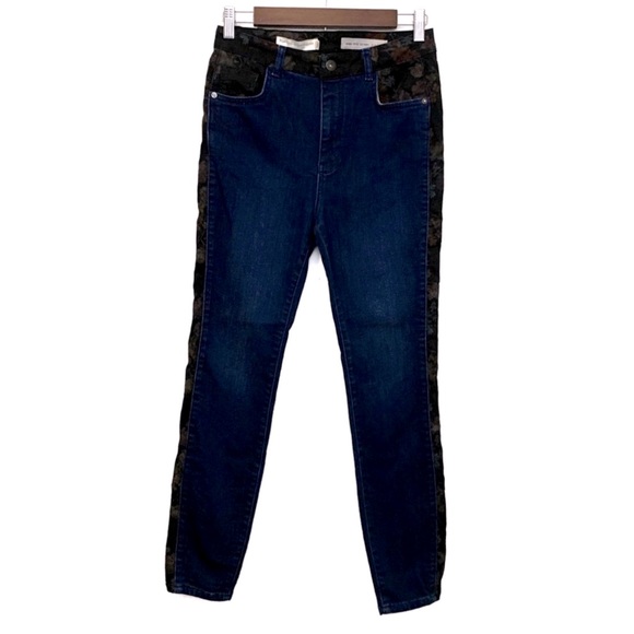 Anthro Pilcro Floral Panel High Rise Skinny Jeans | Sz 28 - Picture 7 of 14